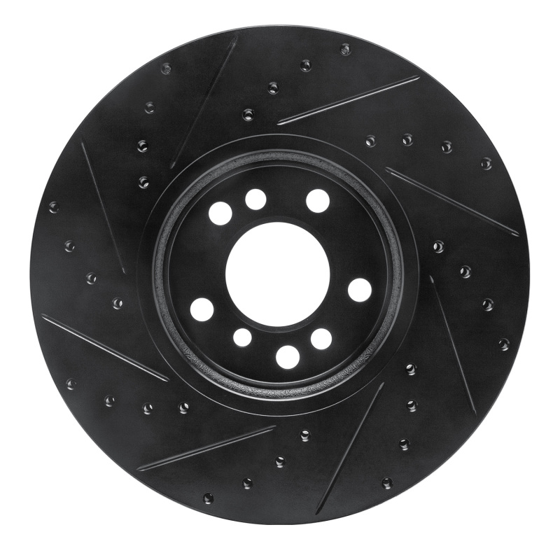 BMW X5 Brake Rotor (1) - Front Right - R1 Concepts - Drilled & Slotted - Black - `00-`06